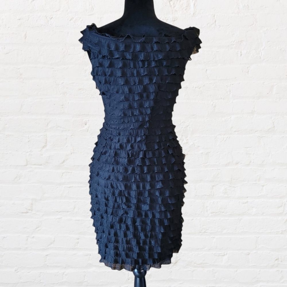 WHBM Black Ruffled Off Shoulder Dress Sz 2